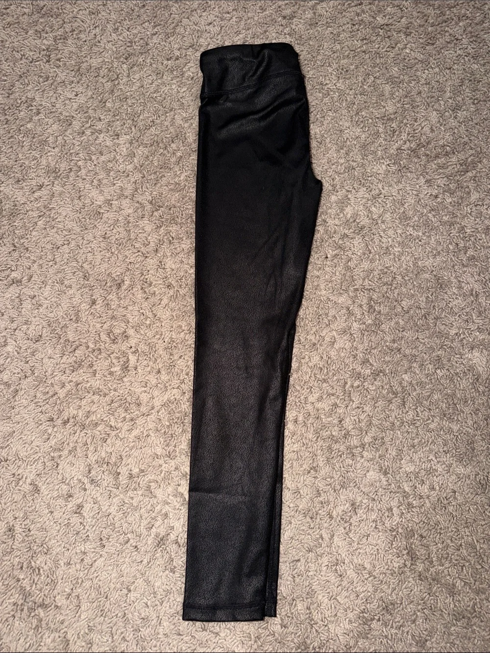 90 Degree By Reflex Black Faux-Leather Kids Leggings